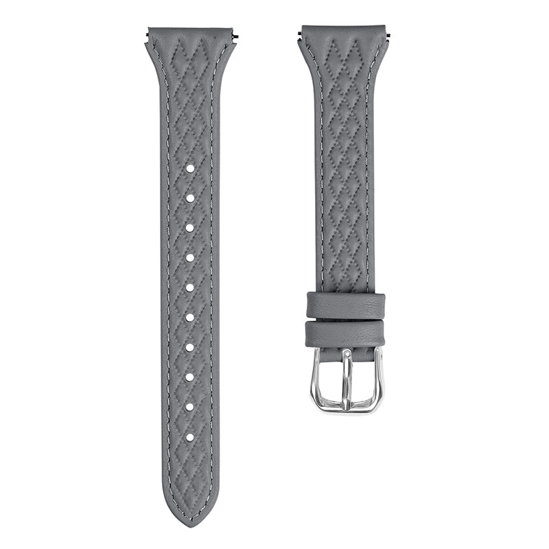 For Misfit Vapor Genuine Cow Leather Wrist Strap Rhombus Imprinted Watchband - Grey For Misfit Vapor Genuine Cow Leather Wrist Strap Rhombus Imprinted Watchband - Grey